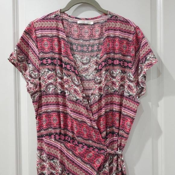 LE SALTY LABEL Bohemian Red Maxi Wrap Beach Cover Vacation Dress, Cover Up, L - Picture 3 of 14